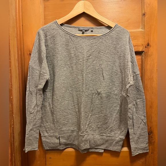 Vince Grey Cotton Sweater Top Boxy Relaxed Fit Drop Shoulder Dolman Sleeve Shirt - Picture 1 of 5